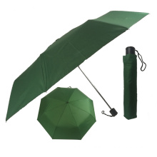 Best new invention in china light weight green color 3floding metal shaft umbrella with logo prints